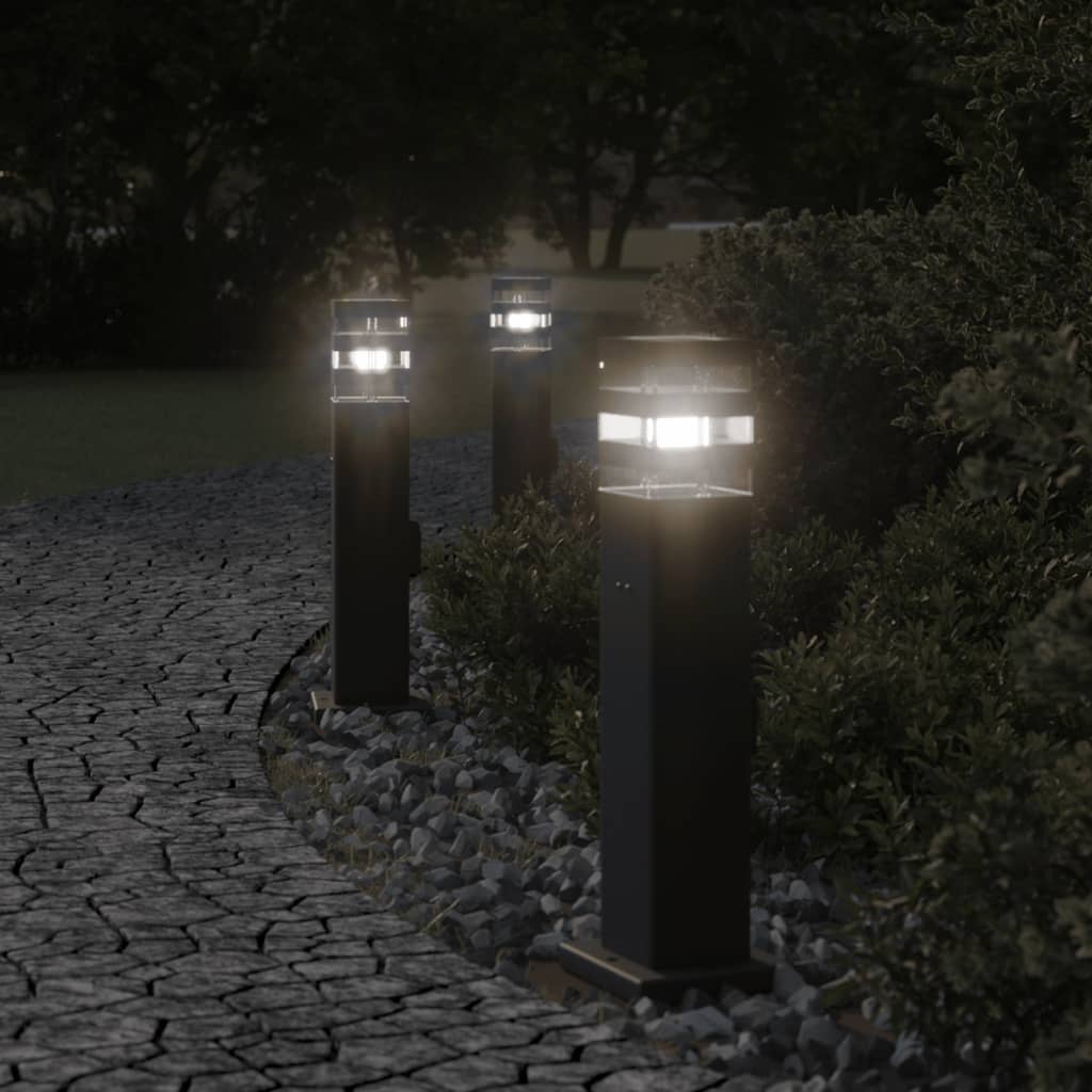 Utomhusgolvlampor Med Eluttag 3St Svart Aluminium