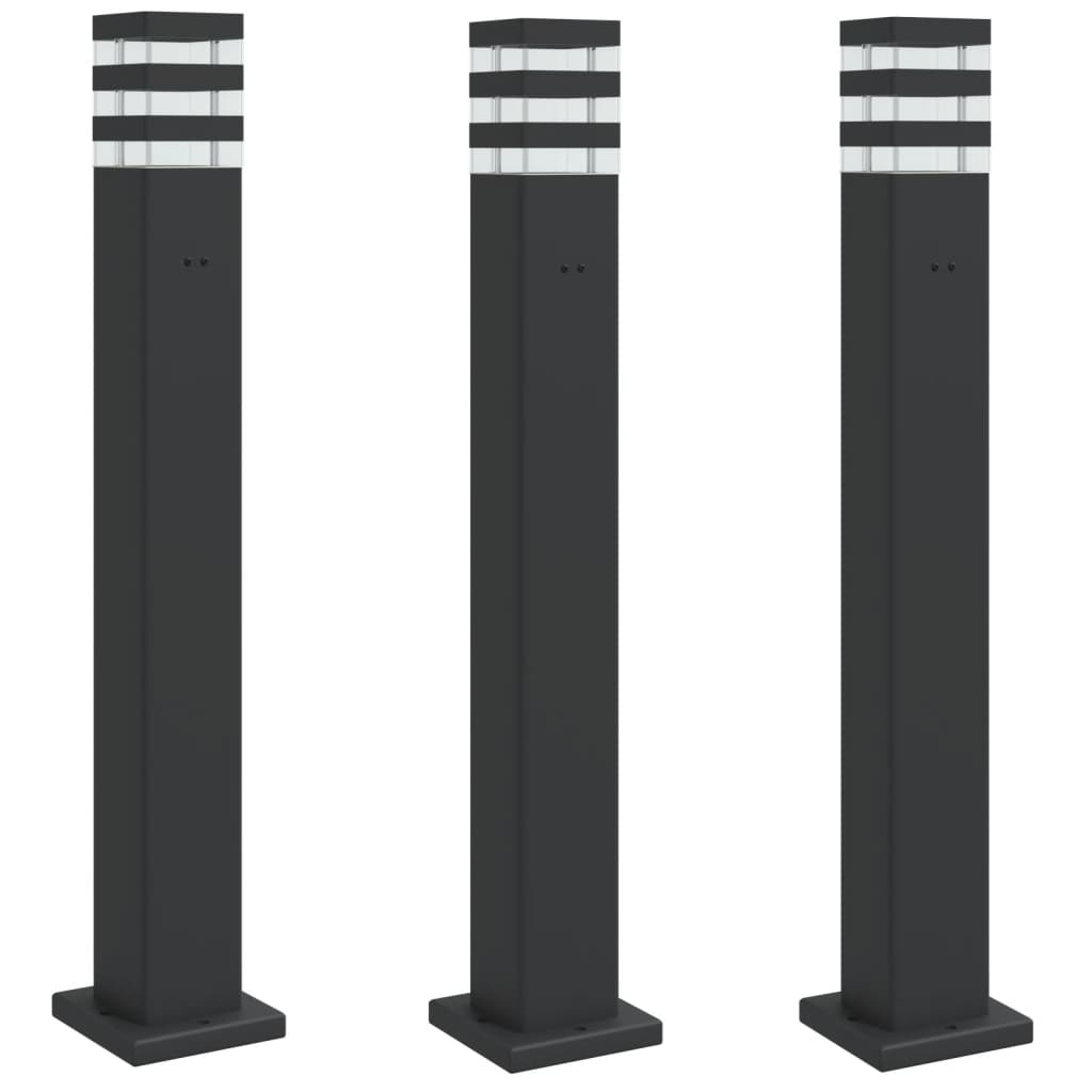 Utomhusgolvlampor Med Eluttag 3St Svart Aluminium