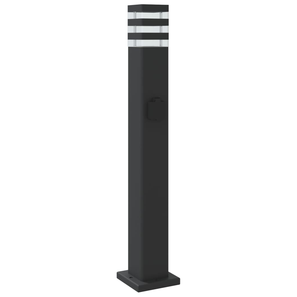 Utomhusgolvlampor Med Eluttag 3St Svart Aluminium