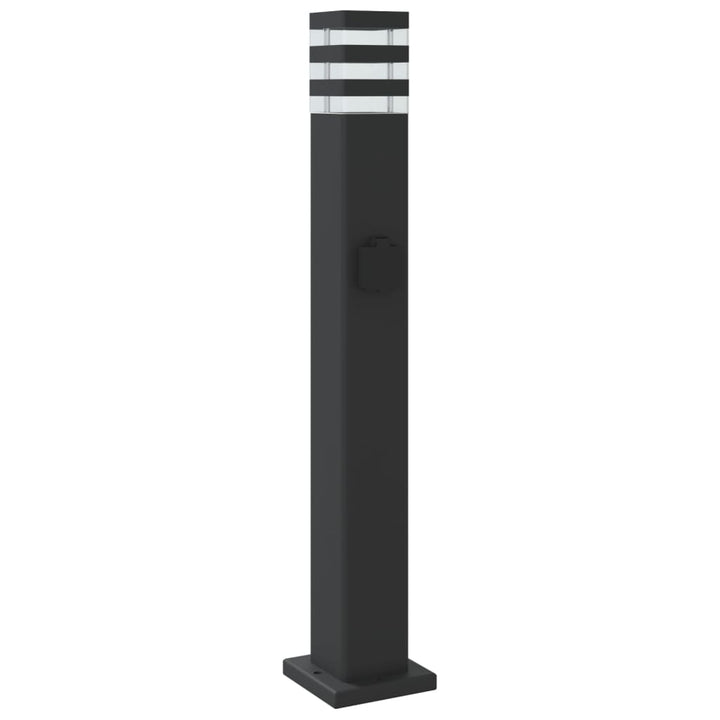 Utomhusgolvlampor Med Eluttag 3St Svart Aluminium