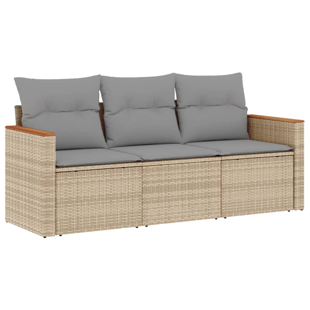 Soffgrupp För Trädgården 3 Delar Med Dynor Beige Konstrotting