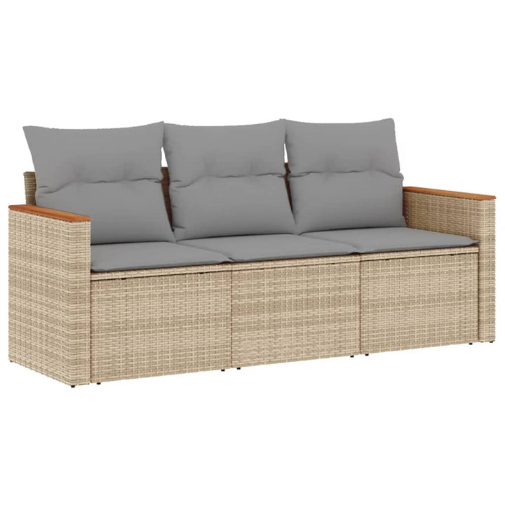 Soffgrupp För Trädgården 3 Delar Med Dynor Beige Konstrotting
