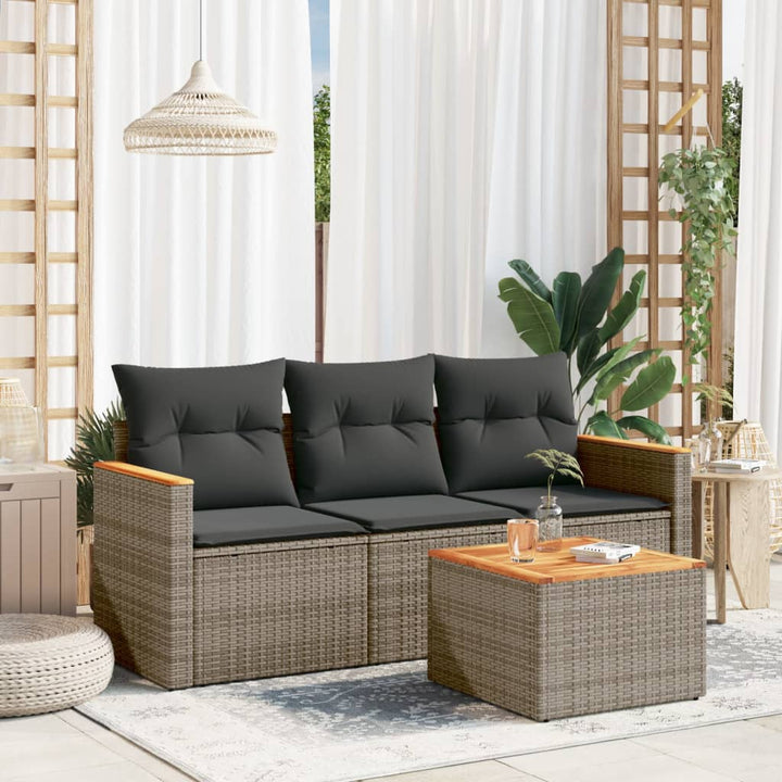 Soffgrupp För Trädgården 3 Delar Med Dynor Beige Konstrotting