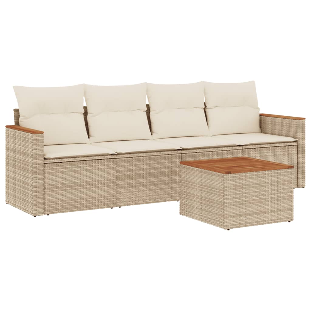 Soffgrupp För Trädgården Med Dynor 5 Delar Beige Konstrotting