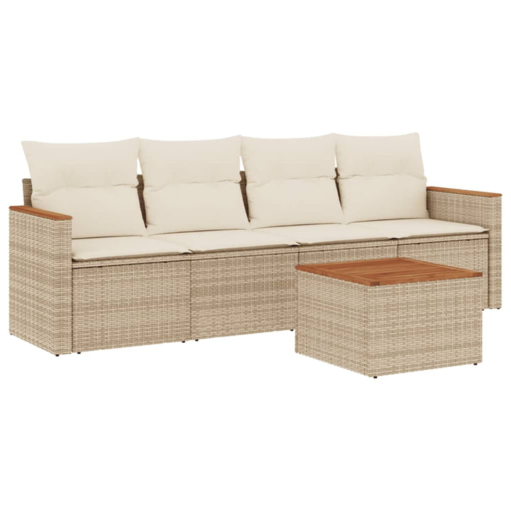 Soffgrupp För Trädgården Med Dynor 5 Delar Beige Konstrotting