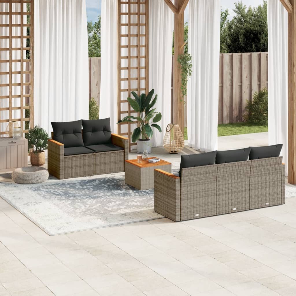 Soffgrupp För Trädgården Med Dynor 6 Delar Beige Konstrotting