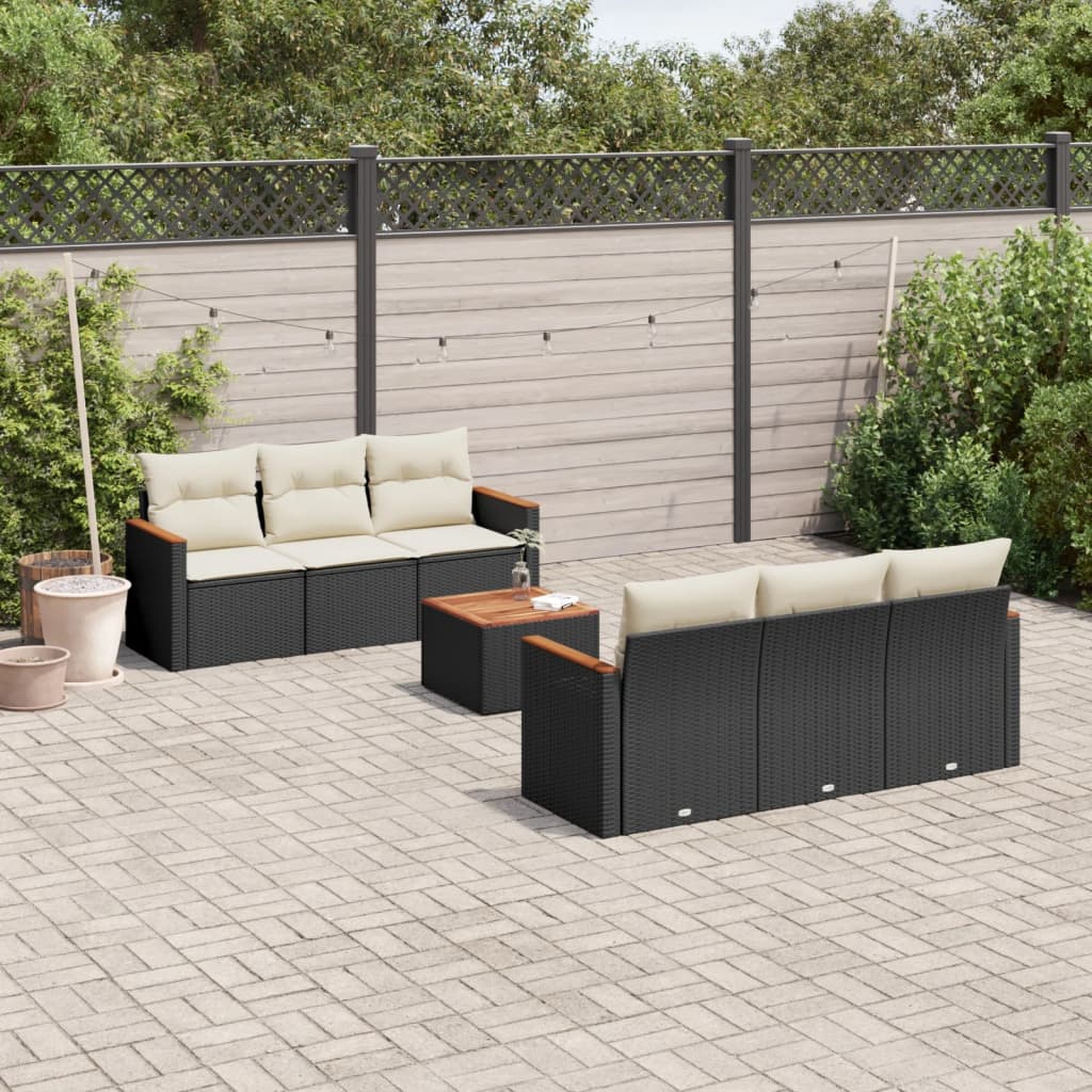Matgrupp För Trädgården Med Dynor 7 Delar Beige Konstrotting