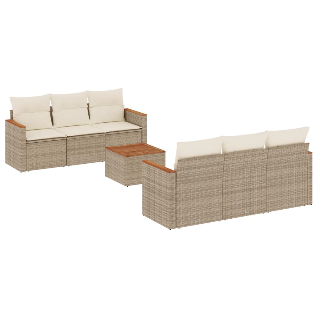 Matgrupp För Trädgården Med Dynor 7 Delar Beige Konstrotting