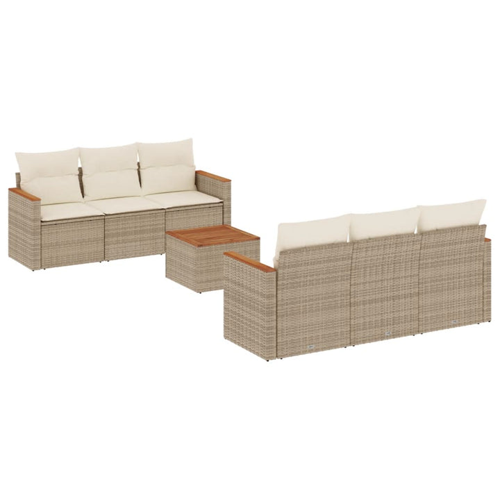 Matgrupp För Trädgården Med Dynor 7 Delar Beige Konstrotting