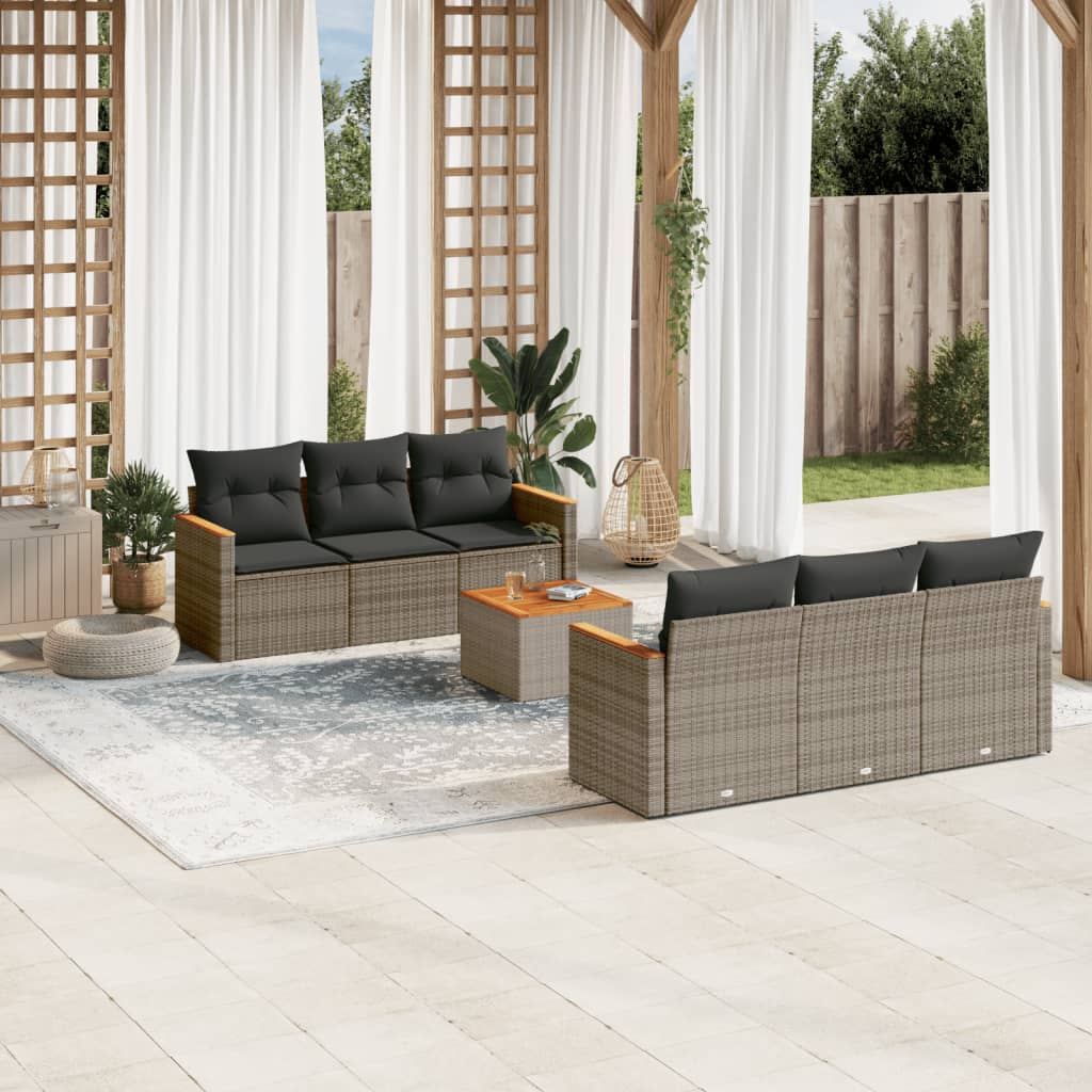 Matgrupp För Trädgården Med Dynor 7 Delar Beige Konstrotting
