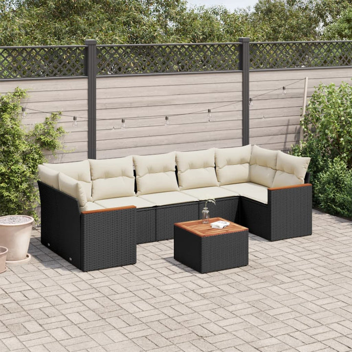 Matgrupp För Trädgården Med Dynor 8 Delar Beige Konstrotting