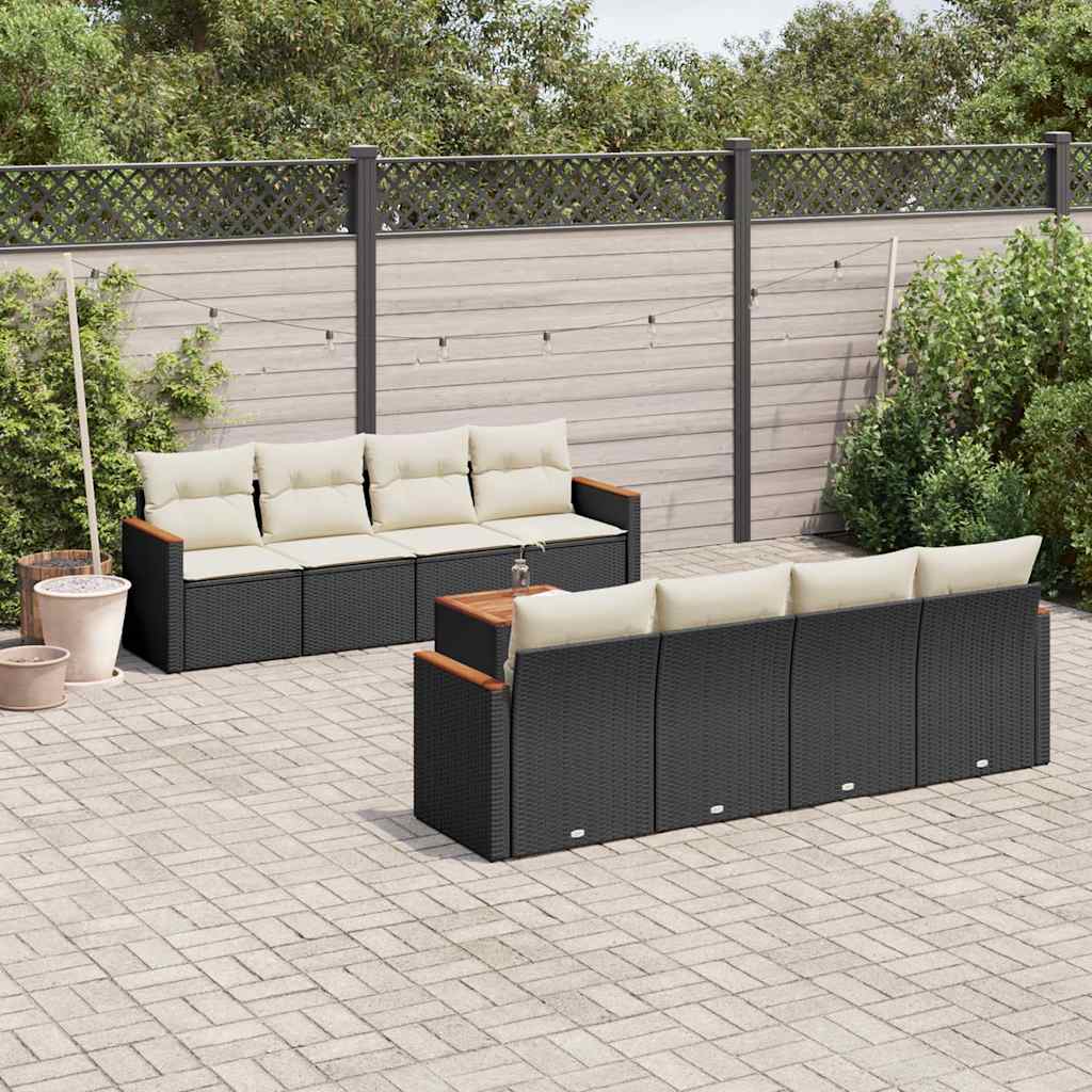 Soffgrupp För Trädgården Med Dynor 9 Delar Beige Konstrotting