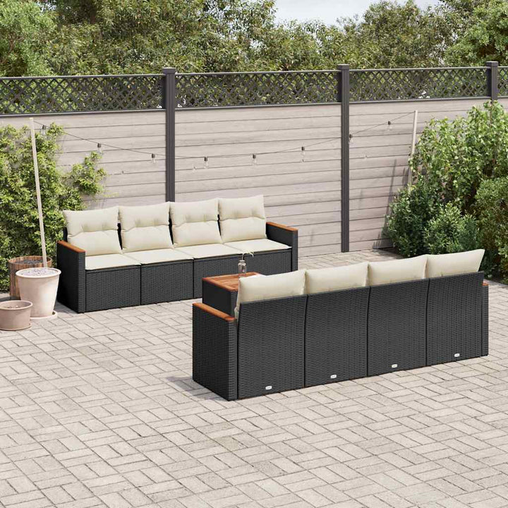 Soffgrupp För Trädgården Med Dynor 9 Delar Beige Konstrotting