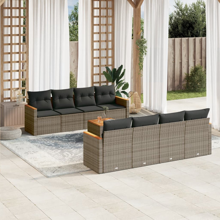 Soffgrupp För Trädgården Med Dynor 9 Delar Beige Konstrotting