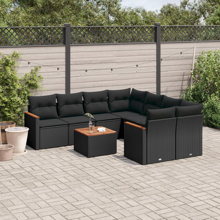 Soffgrupp För Trädgården Med Dynor 9 Delar Beige Konstrotting