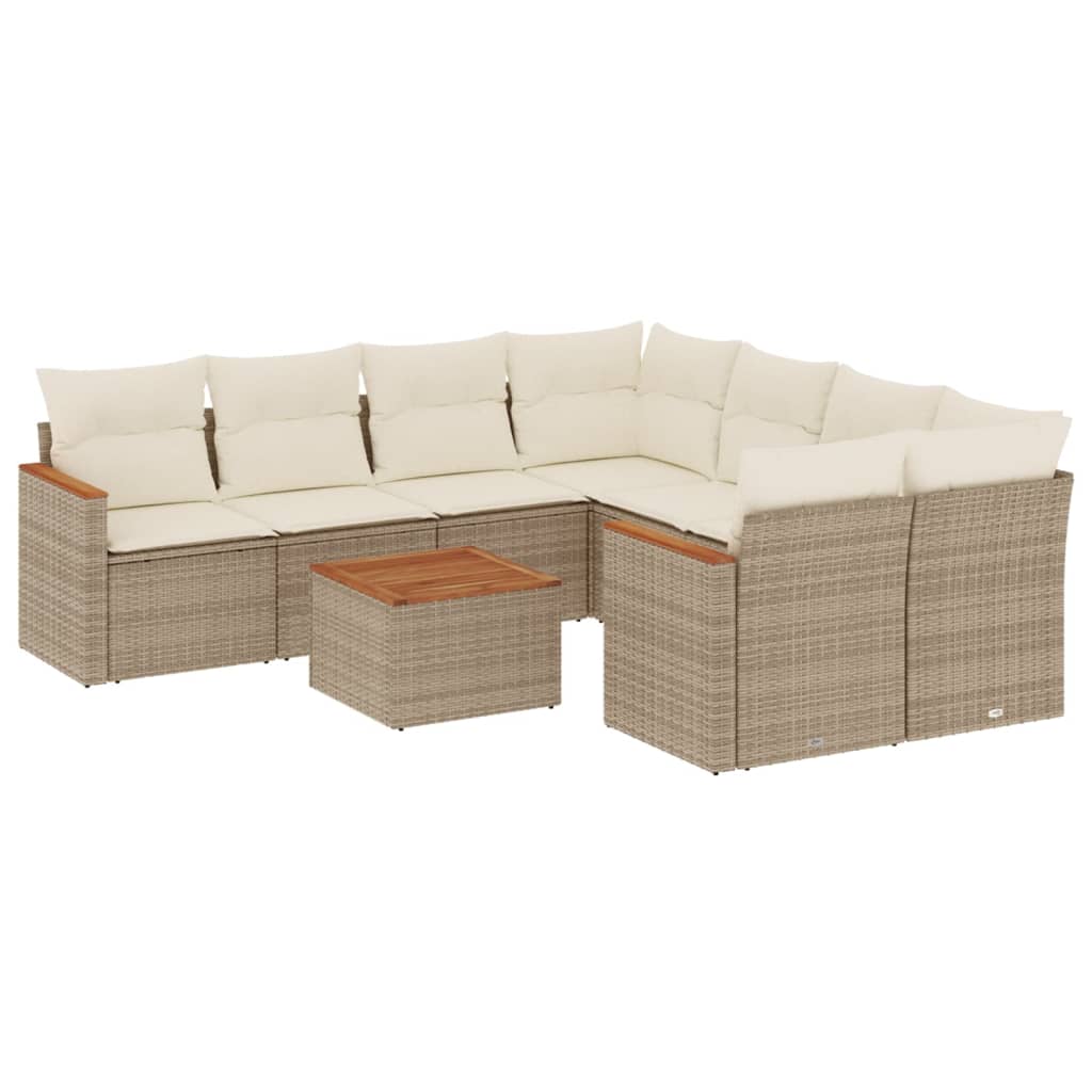 Soffgrupp För Trädgården Med Dynor 9 Delar Beige Konstrotting