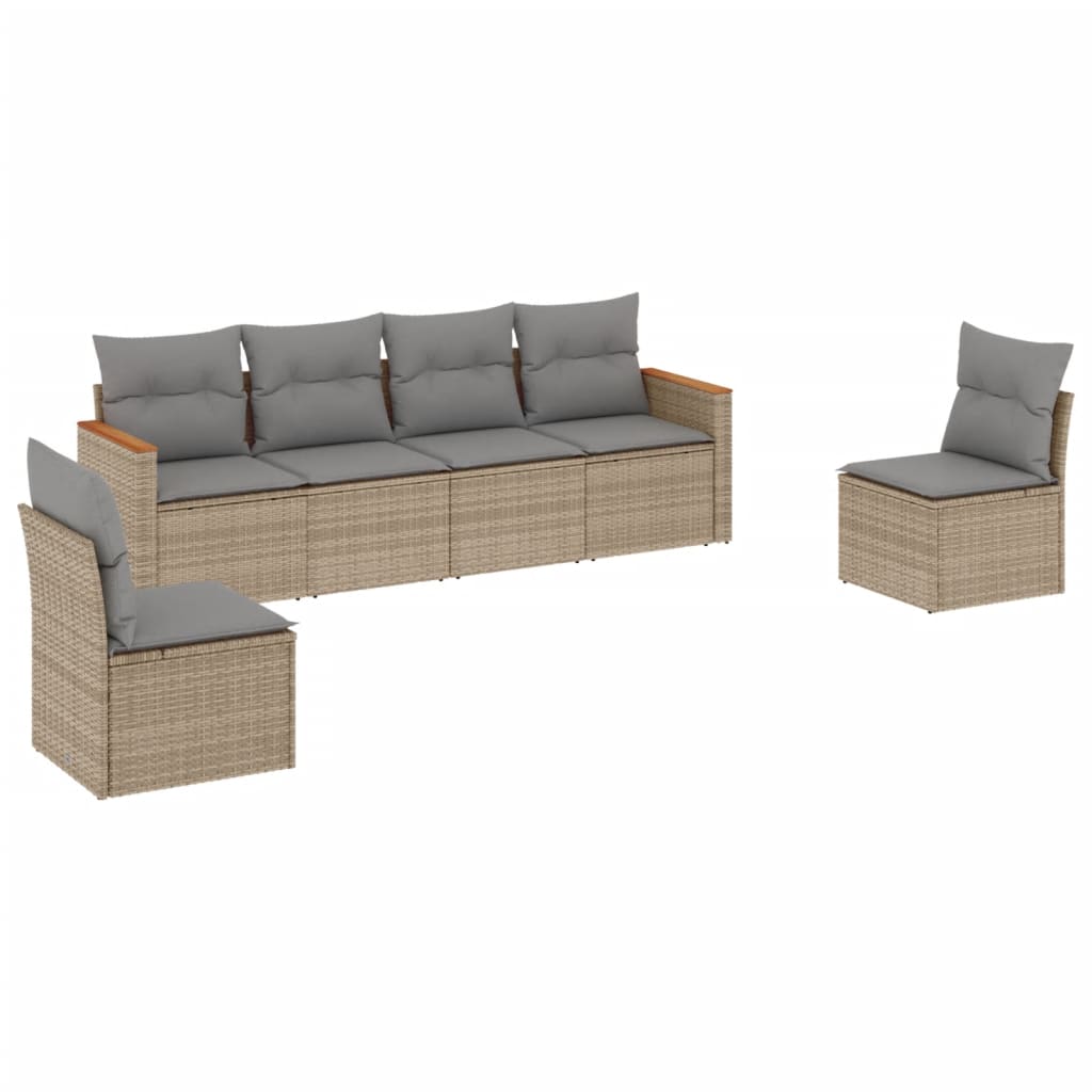 Soffgrupp För Trädgården Med Dynor 6 Delar Beige Konstrotting