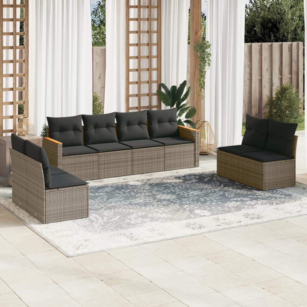 Matgrupp För Trädgården Med Dynor 8 Delar Beige Konstrotting