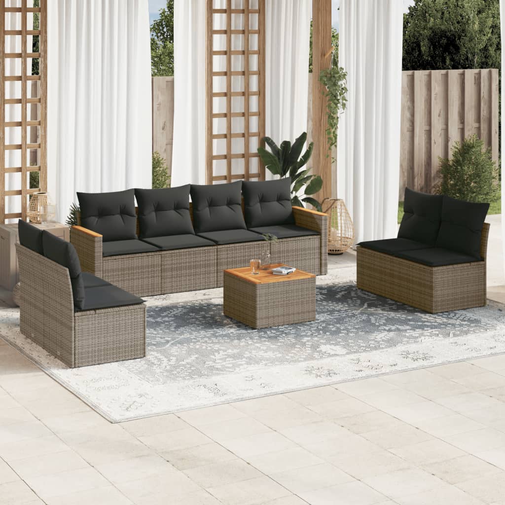 Matgrupp För Trädgården Med Dynor 8 Delar Beige Konstrotting