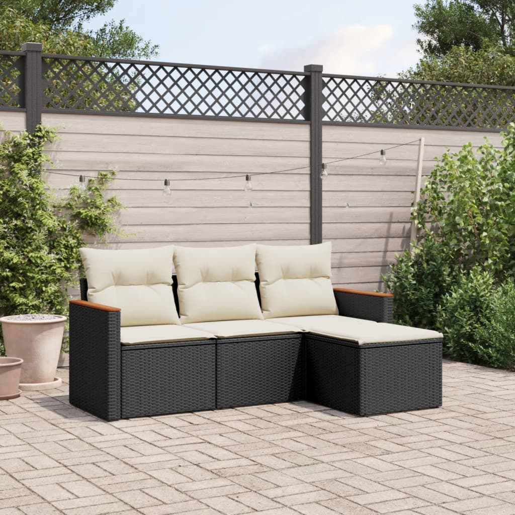 Soffgrupp För Trädgården Med Dynor 5 Delar Beige Konstrotting