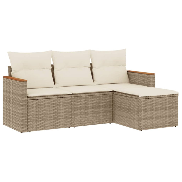 Soffgrupp För Trädgård Med Dynor 4 Delar Beige Konstrotting
