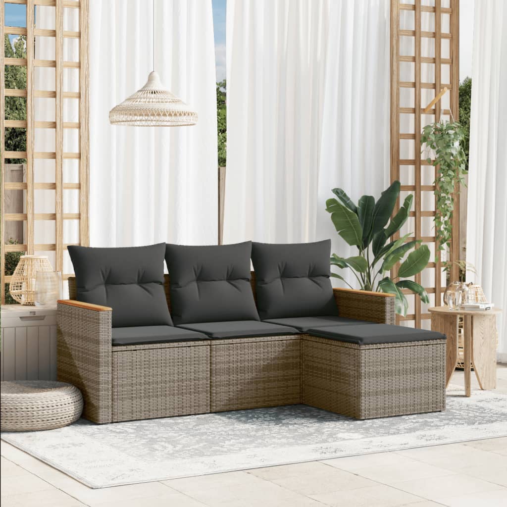 Soffgrupp För Trädgården Med Dynor 5 Delar Beige Konstrotting