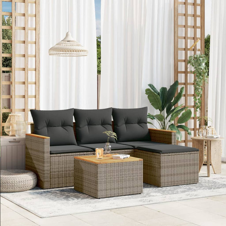 Soffgrupp För Trädgården Med Dynor 5 Delar Beige Konstrotting