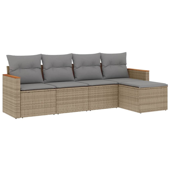 Soffgrupp För Trädgården Med Dynor 5 Delar Beige Konstrotting