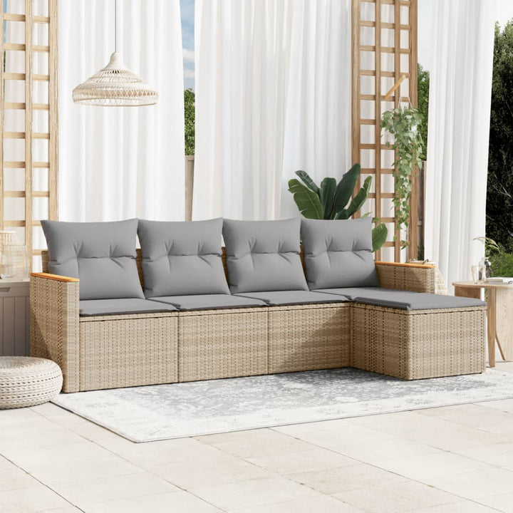 Soffgrupp För Trädgården Med Dynor 5 Delar Beige Konstrotting