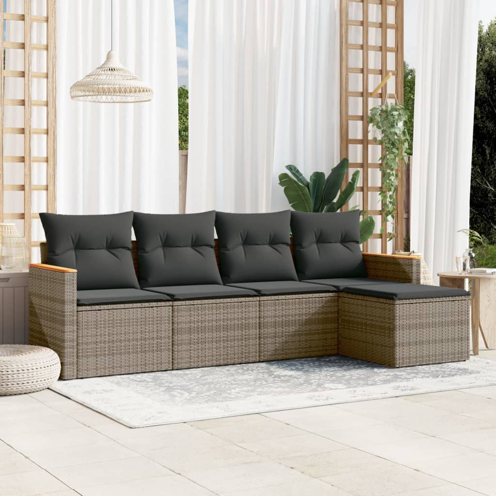 Soffgrupp För Trädgården Med Dynor 5 Delar Beige Konstrotting