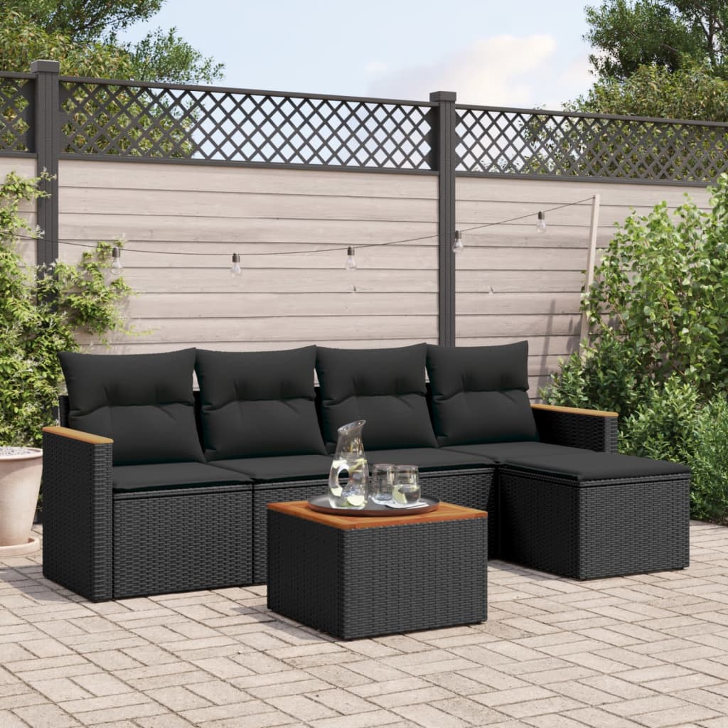 Soffgrupp För Trädgården Med Dynor 5 Delar Beige Konstrotting