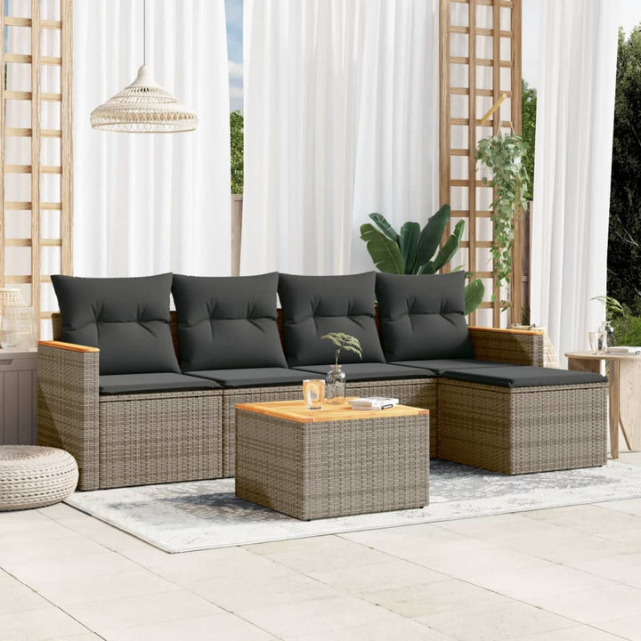 Soffgrupp För Trädgården Med Dynor 5 Delar Beige Konstrotting