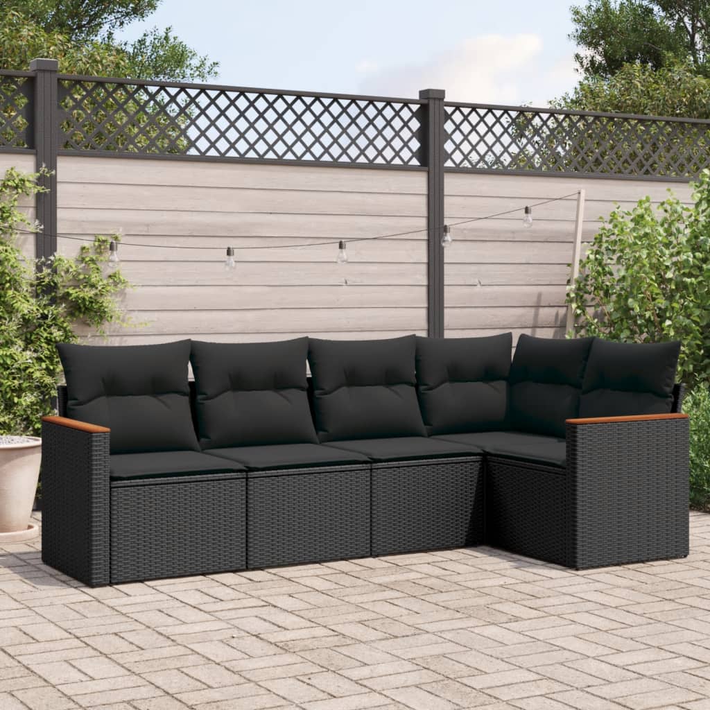 Soffgrupp För Trädgården Med Dynor 5 Delar Beige Konstrotting