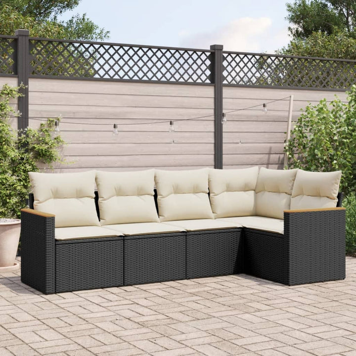 Soffgrupp För Trädgården Med Dynor 5 Delar Beige Konstrotting