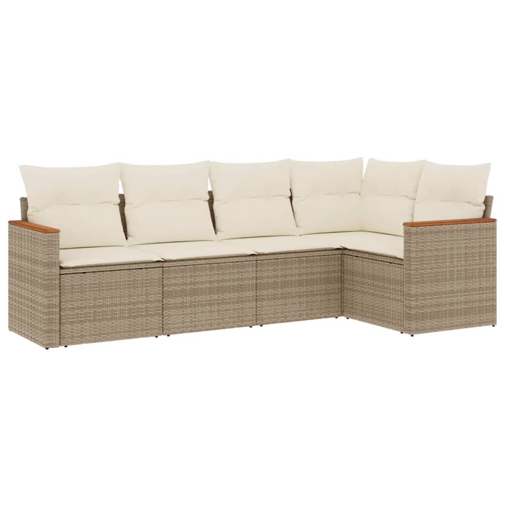 Soffgrupp För Trädgården Med Dynor 5 Delar Beige Konstrotting