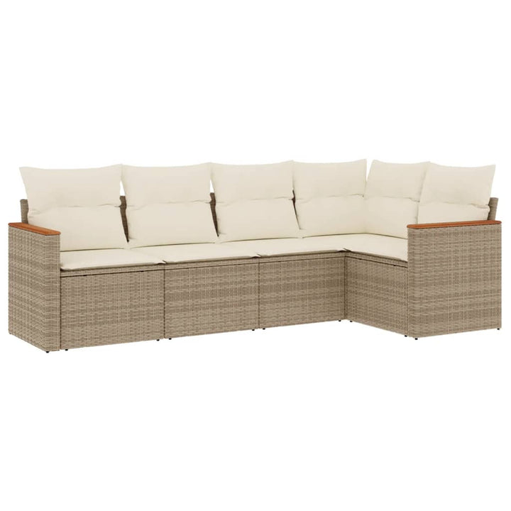 Soffgrupp För Trädgården Med Dynor 5 Delar Beige Konstrotting