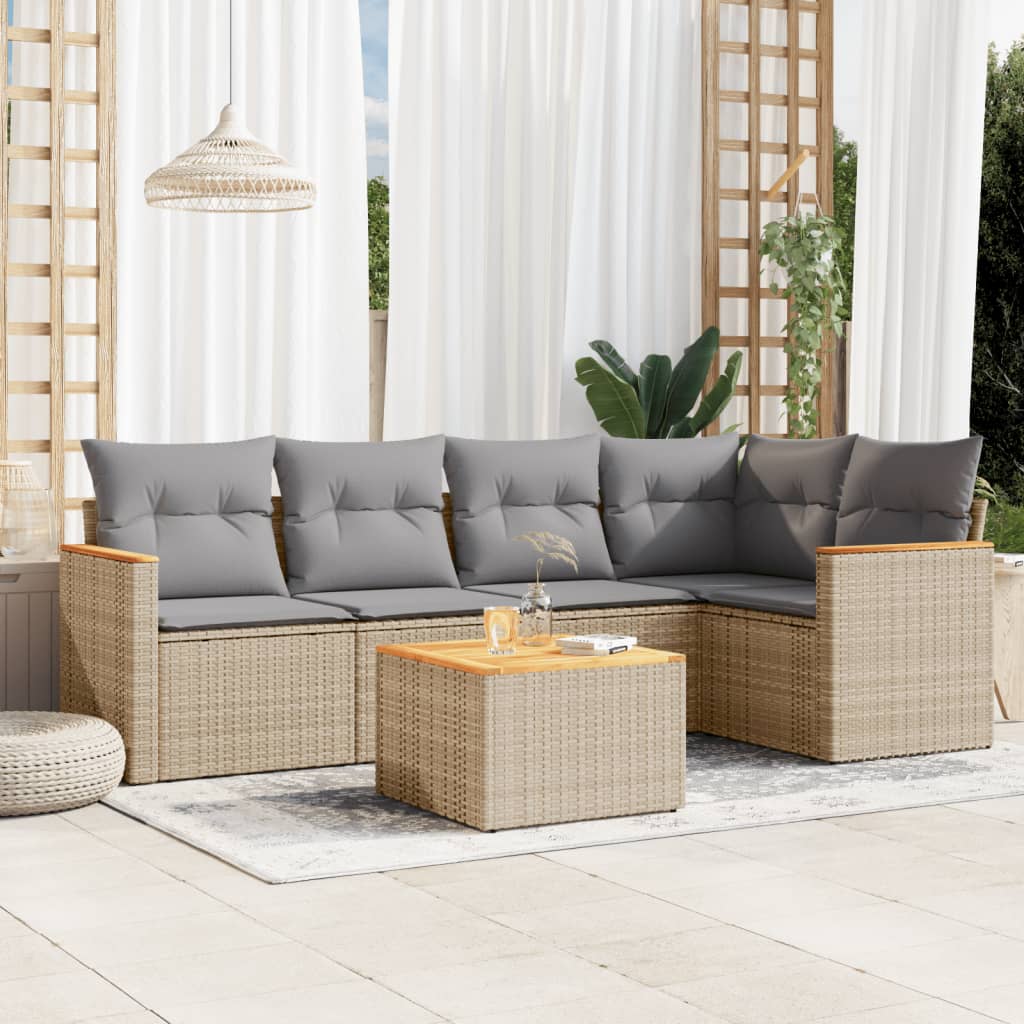 Soffgrupp För Trädgården Med Dynor 5 Delar Beige Konstrotting