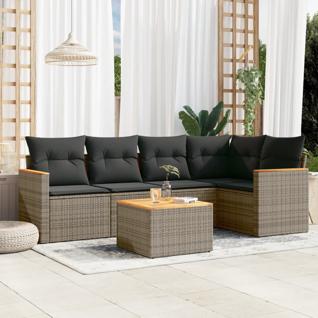 Soffgrupp För Trädgården Med Dynor 5 Delar Beige Konstrotting