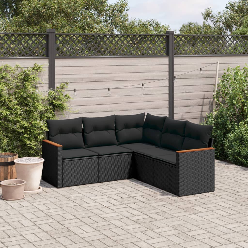 Soffgrupp För Trädgården Med Dynor 5 Delar Beige Konstrotting