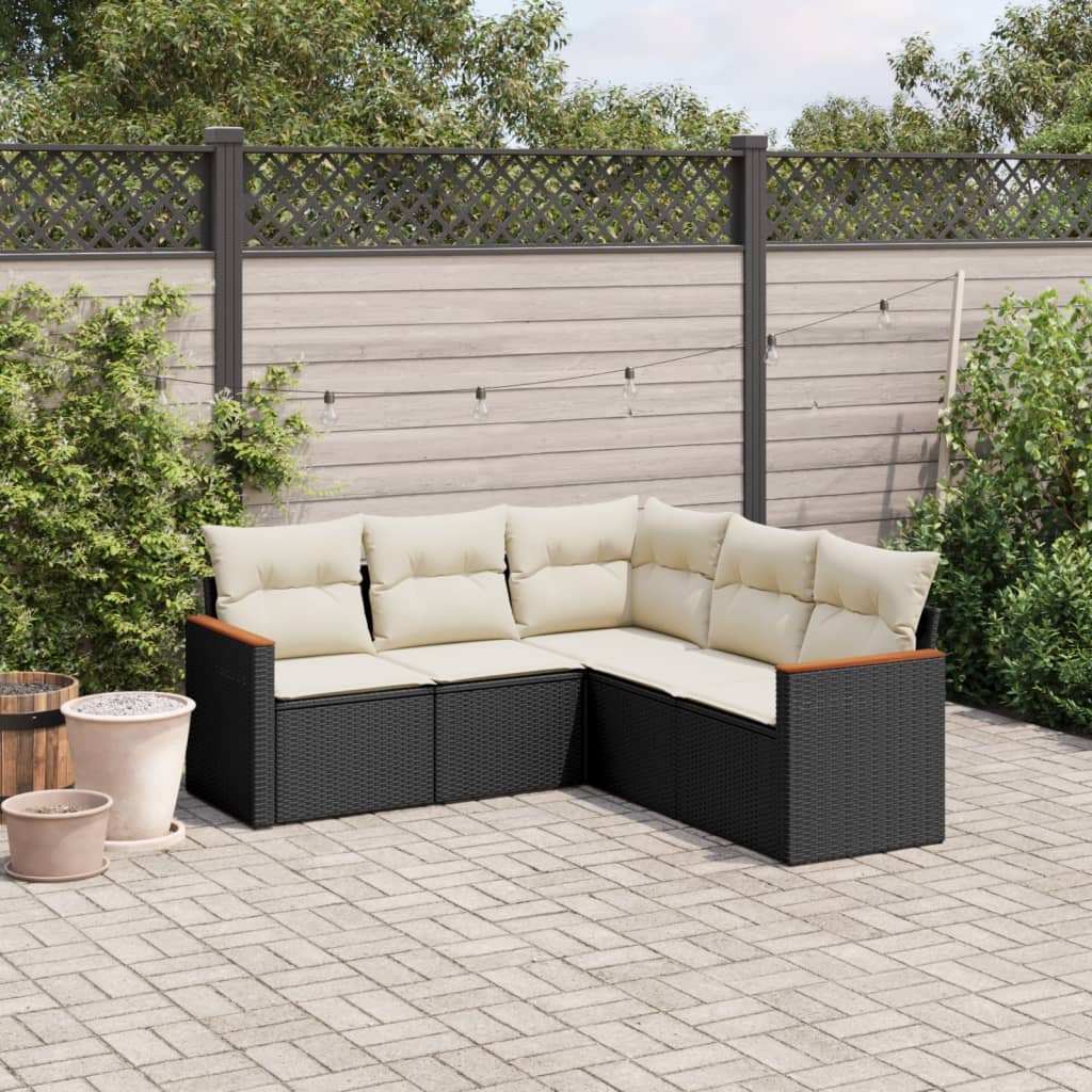 Soffgrupp För Trädgården Med Dynor 5 Delar Beige Konstrotting