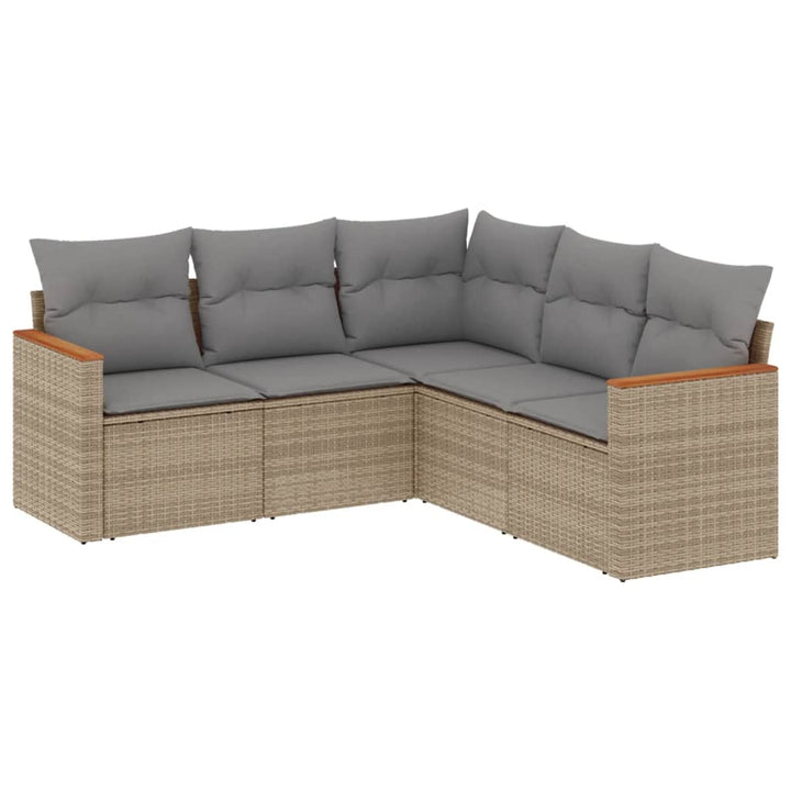 Soffgrupp För Trädgården Med Dynor 5 Delar Beige Konstrotting