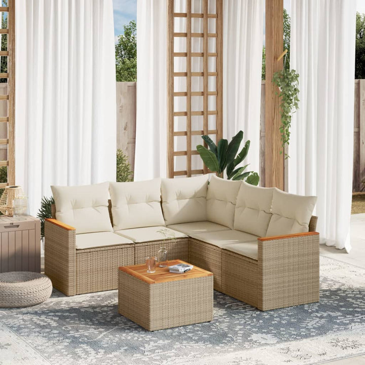 Soffgrupp För Trädgården Med Dynor 5 Delar Beige Konstrotting