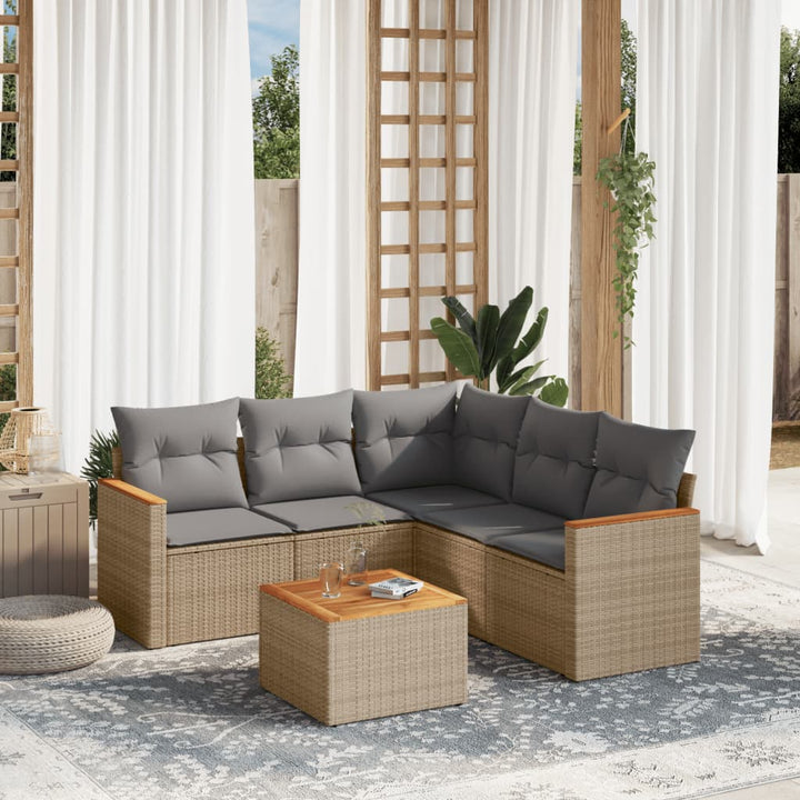 Soffgrupp För Trädgården Med Dynor 5 Delar Beige Konstrotting
