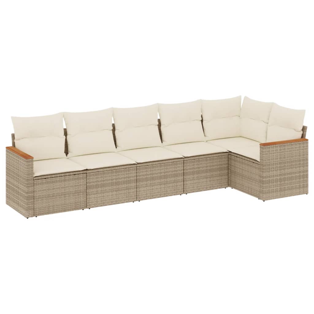 Soffgrupp För Trädgården Med Dynor 6 Delar Beige Konstrotting