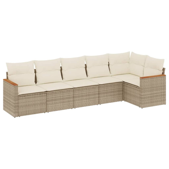 Soffgrupp För Trädgården Med Dynor 6 Delar Beige Konstrotting