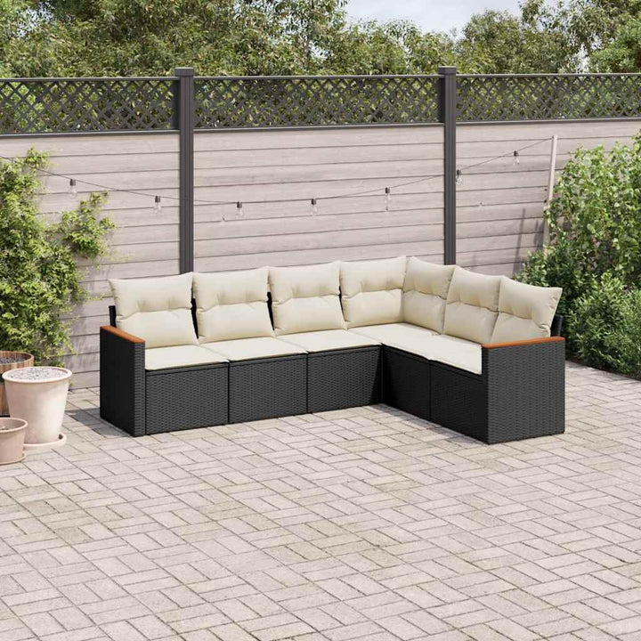 Soffgrupp För Trädgården Med Dynor 6 Delar Beige Konstrotting