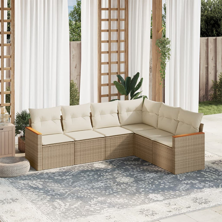 Soffgrupp För Trädgården Med Dynor 6 Delar Beige Konstrotting
