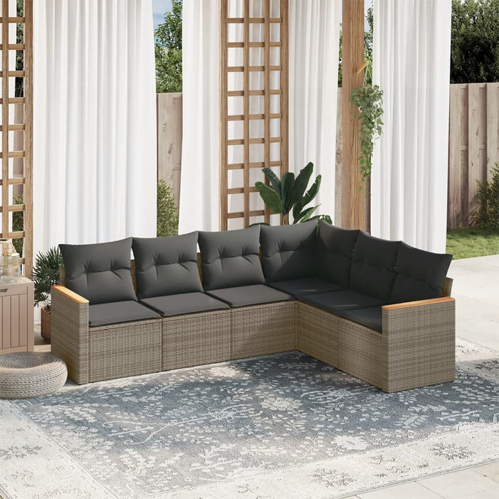 Soffgrupp För Trädgården Med Dynor 6 Delar Beige Konstrotting