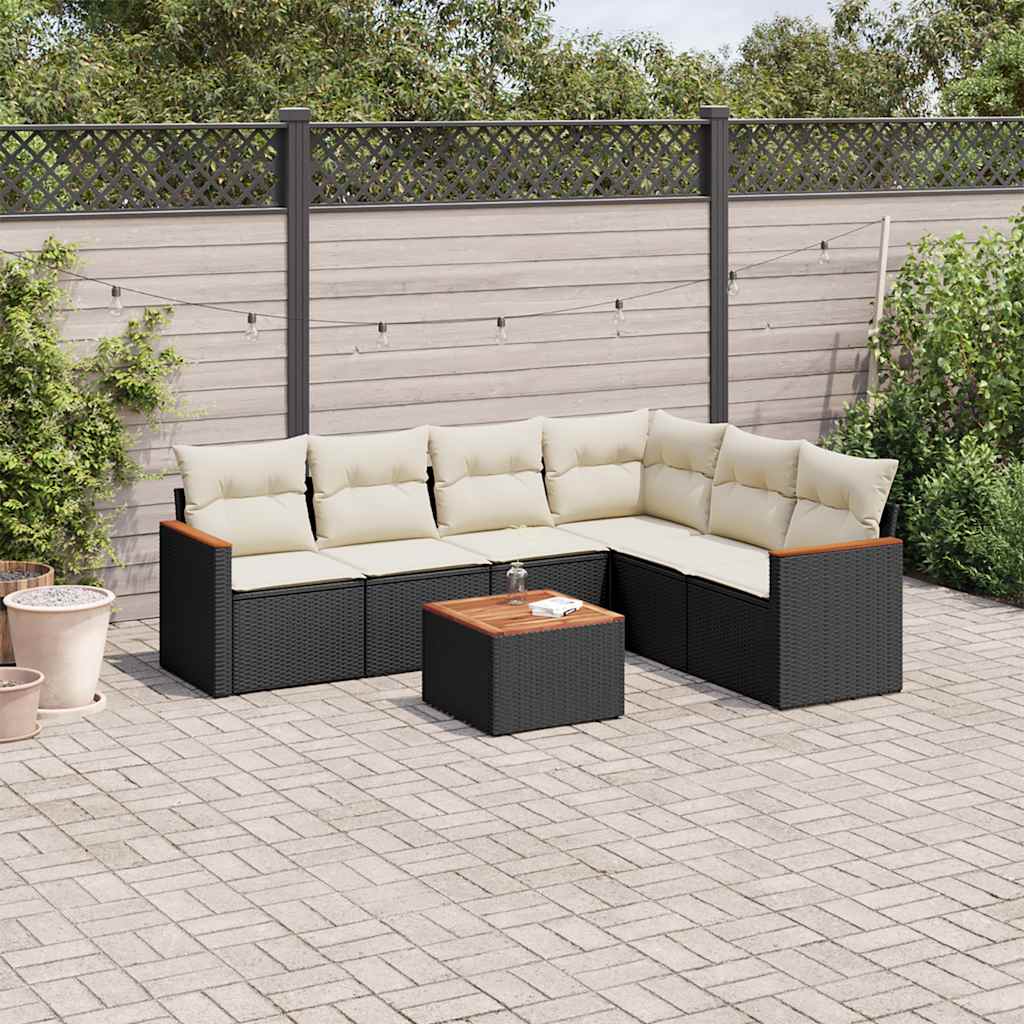 Soffgrupp För Trädgården Med Dynor 6 Delar Beige Konstrotting