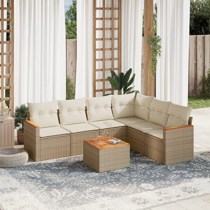 Soffgrupp För Trädgården Med Dynor 6 Delar Beige Konstrotting
